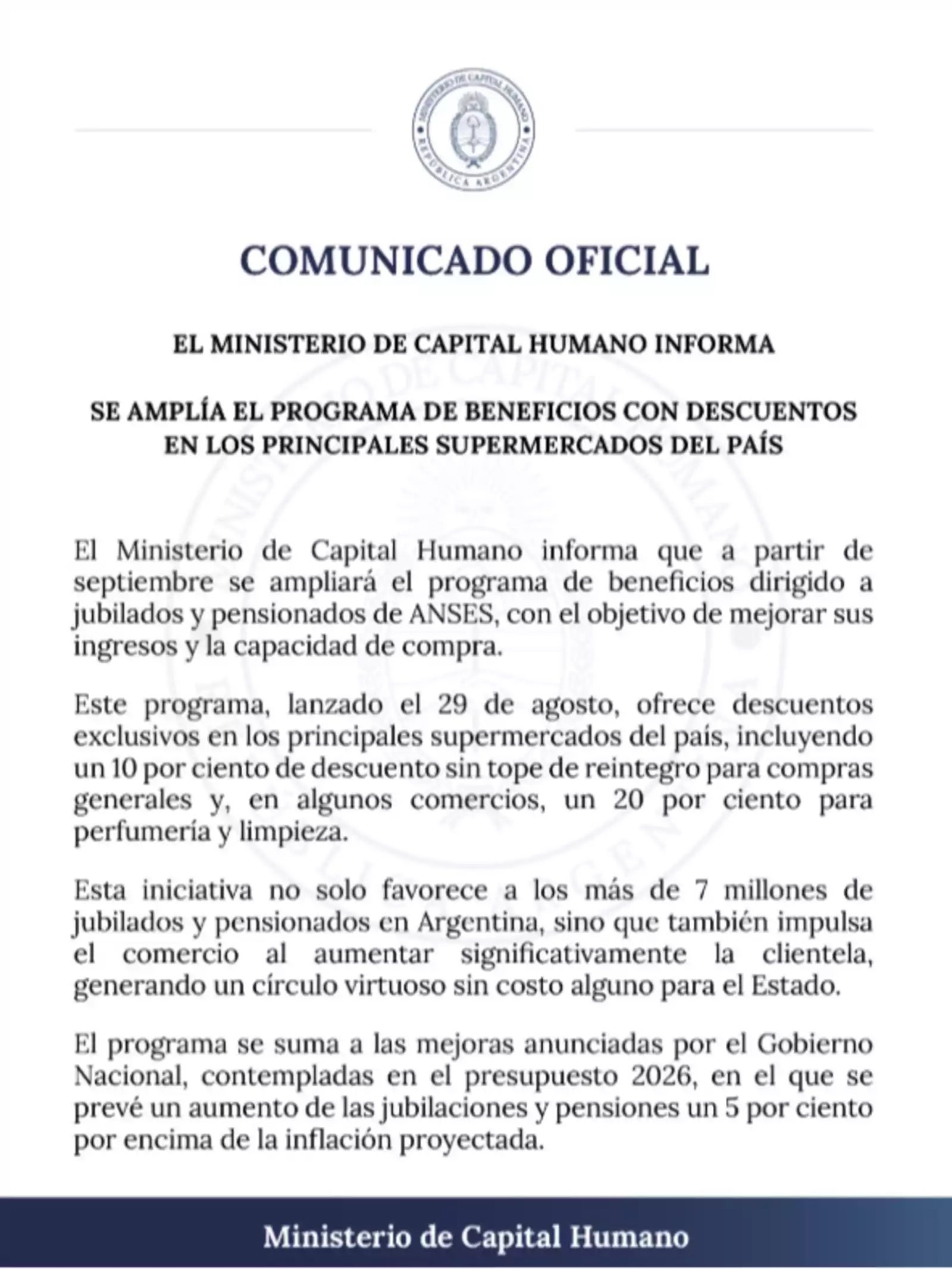 Milei lanza un programa de descuentos de hasta el 20% en supermercados para jubilados